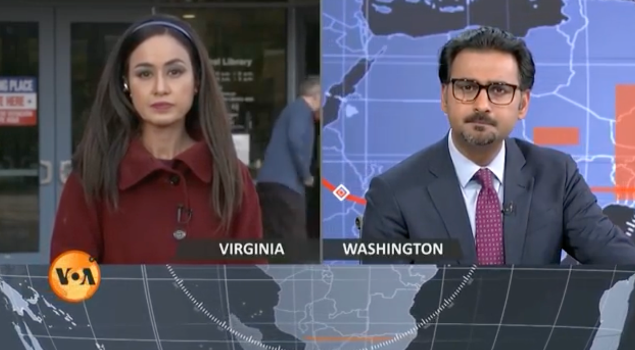 Reporter appearing in a live television broadcast